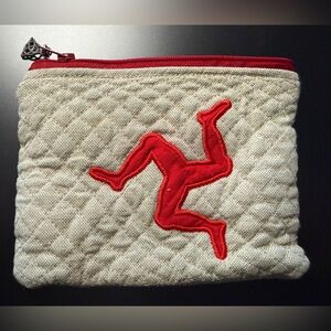 Red and Cream Quilted Women's Pouch from the Isl of Man